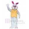 White Bunny Easter Rabbit with Yellow Bow and Vest Mascot Costumes Animal