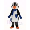 Penguin With Blue and White Scarf Mascot Costume