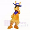 Friendly Adult Kangaroo with Blue Hat Mascot Costumes Adult