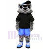 Cool Raccoon with Black T-shirt Mascot Costumes Animal