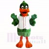 Green Duck with White Shirt Mascot Costumes Cartoon