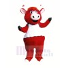 Red Bull with White Vest Mascot Costumes Cartoon	