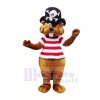 Pirate Brown Beaver Mascot Costume Cartoon