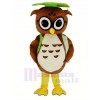 Brown Owl with Green Graduation Cap Mascot Costume Animal