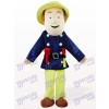 Fireman Sam In Blue Clothes Plush Mascot Costume