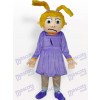Purple Sad Girl Cartoon Adult Mascot Costume
