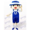 Blue Bonnet Boy Cartoon Adult Mascot Costume