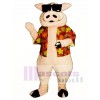 Pig Piglet Hog with Hawaiian shirt & Sunglasses Mascot Costume