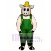 Cute Otis Oinker Pig Hog with Straw Hat & Overalls Mascot Costume