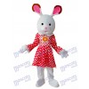 Easter Rabbit in White Dot Red Dress Mascot Adult Costume
