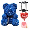 Diamond Royal Blue Rose Teddy Bear Flower Bear Best Gift for Mother's Day,Valentine's Day,Anniversary, Weddings and Birthday