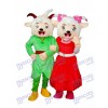 Laughing Mmouth Pleasant Goat & Beauty Sheep Mascot Adult Costume