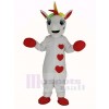 White Unicorn with Colorful Horn Mascot Costume