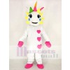 Realistic White Unicorn with Hearts and Colorful Horn Mascot Costume Cartoon