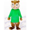 Green Squirrel With Long Hair And Short Teeth Animal Adult Mascot Costume