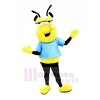 Lazy Bee with Blue T-shirt Mascot Costumes Cartoon