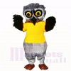 Grey Furry Owl with Yellow Shirt Mascot Costumes School