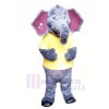 Fluffy Elephant with Yellow T-shirt Mascot Costumes 