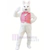 White Bunny Rabbit with Pink Vest Mascot Costumes Cheap	