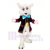 White Bunny with Blue Bowknot Mascot Costumes Animal