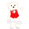 White Teddy Bear with Red Vest Mascot Costumes Cartoon