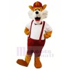 Funny Fox with Red Hat Mascot Costumes Cartoon	