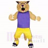 Sport Cougar with Purple Shirt Mascot Costumes Cartoon