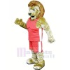 Power Lion with Pink Suit Mascot Costumes Cartoon