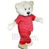 White Bear with Red Suit Mascot Costumes	