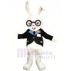 White Rabbit with Glasses Mascot Costumes Animal