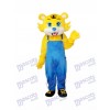 Yellow Tiger in Blue Overall Mascot Adult Costume