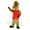 Brown Mustang with Red Vest Mascot Costume Animal