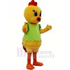 Yellow Chicken with Green Vest Mascot Costumes Cheap