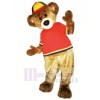 Brown Bear with Red T-shirt Mascot Costume Aniaml