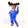 Sport Elk with Blue Sports Wear Mascot Costumes School