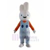 Smiling White Bunny Rabbit Mascot Costumes Cartoon