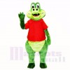 Friendly Crocodile with Red Shirt Mascot Costumes Cartoon