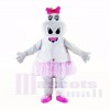 Girl Hippo with Pink Bow Mascot Costumes Cartoon