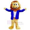 Lion with Blue Jacket Mascot Costumes Cartoon	