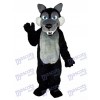 Long Wool Big Black Wolf Mascot Adult Costume