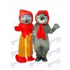 Grey Bad Wolf & Red Bad Wolf Mascot Costume Animal 