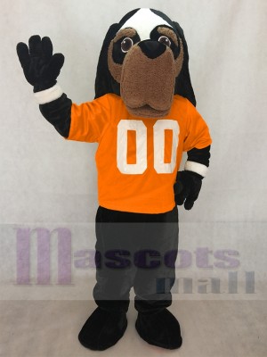 Volunteer Dog Mascot Costume Animal in Orange T-shirt