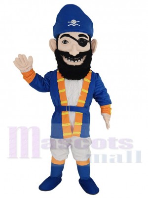 Blackbeard Pirate Mascot Costume People in Blue Uniform