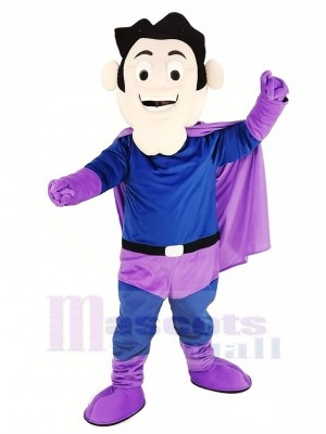 Super Hero with Purple Cloak Mascot Costume People