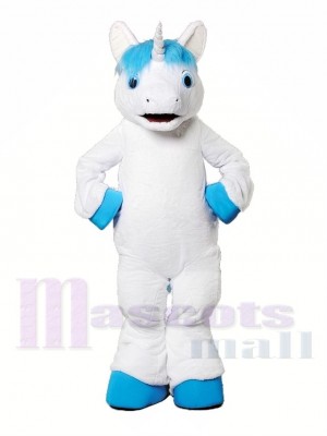 Unicorn With Blue Mane Mascot Costume  