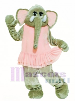 Pink Dress Elephant Mascot Costume