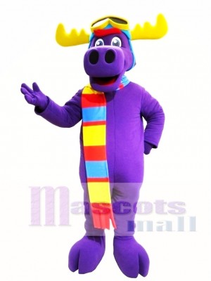 Purple Moose Mascot Costume