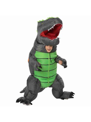 Gray T-Rex Dinosaur Inflatable Costume Air Blow up Party Suit for Adult/Kid