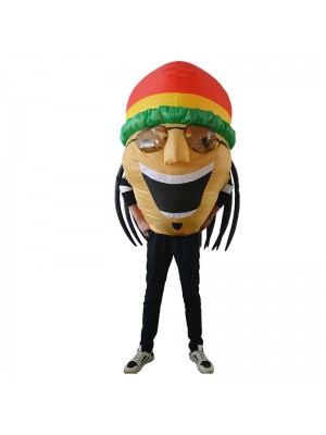 Jamaican Singer Inflatable Costume Halloween Christmas Fancy Blow up Suit for Adult Yellow Skin