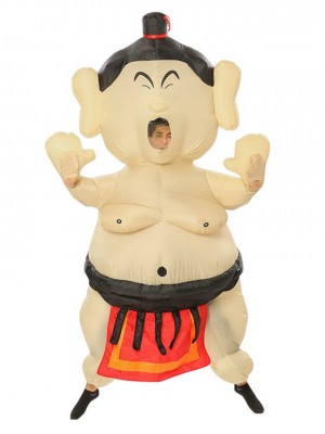 Sumo Inflatable Costume Halloween Christmas Fancy Blow up Fat Suit for Adult Yellow Skin